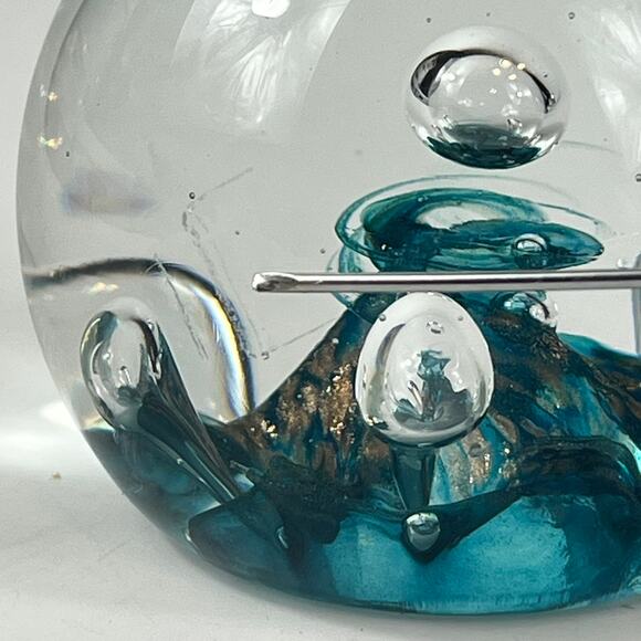 Sea Dance Art Glass Paperweight Signed CHIPPED Mouthblown Hand Blown Handmade - Picture 14 of 14